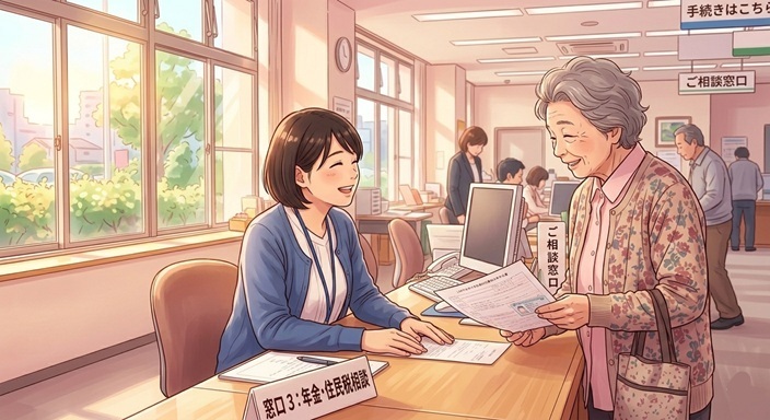 役所の窓口　年金受給